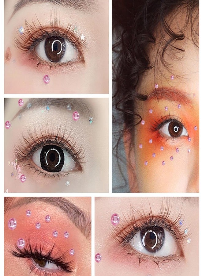 Jacnkb 1799 Pcs 4 Sheets Rhinestone Stickers 3/4/5/6 mm Self Adhesive Rhinestones Gems for Face Eyes Makeup Hair Body (pink-3/4/5/6mm) - Image 4